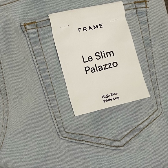 FRAME Le Slim Palazzo Jeans High Rise Wide Leg Feather Light Wash Sz 27 NWT $278 - Picture 10 of 11